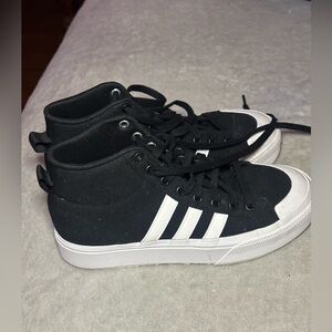 Adidas Black and White High-Top Sneakers